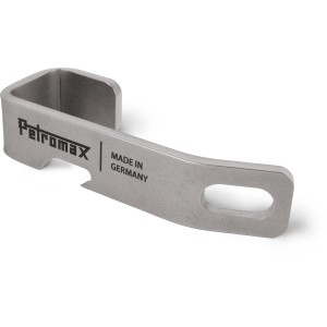 Petromax Schlosshalterung für Kühlbox mit Flaschenöffner aus Edelstahl.