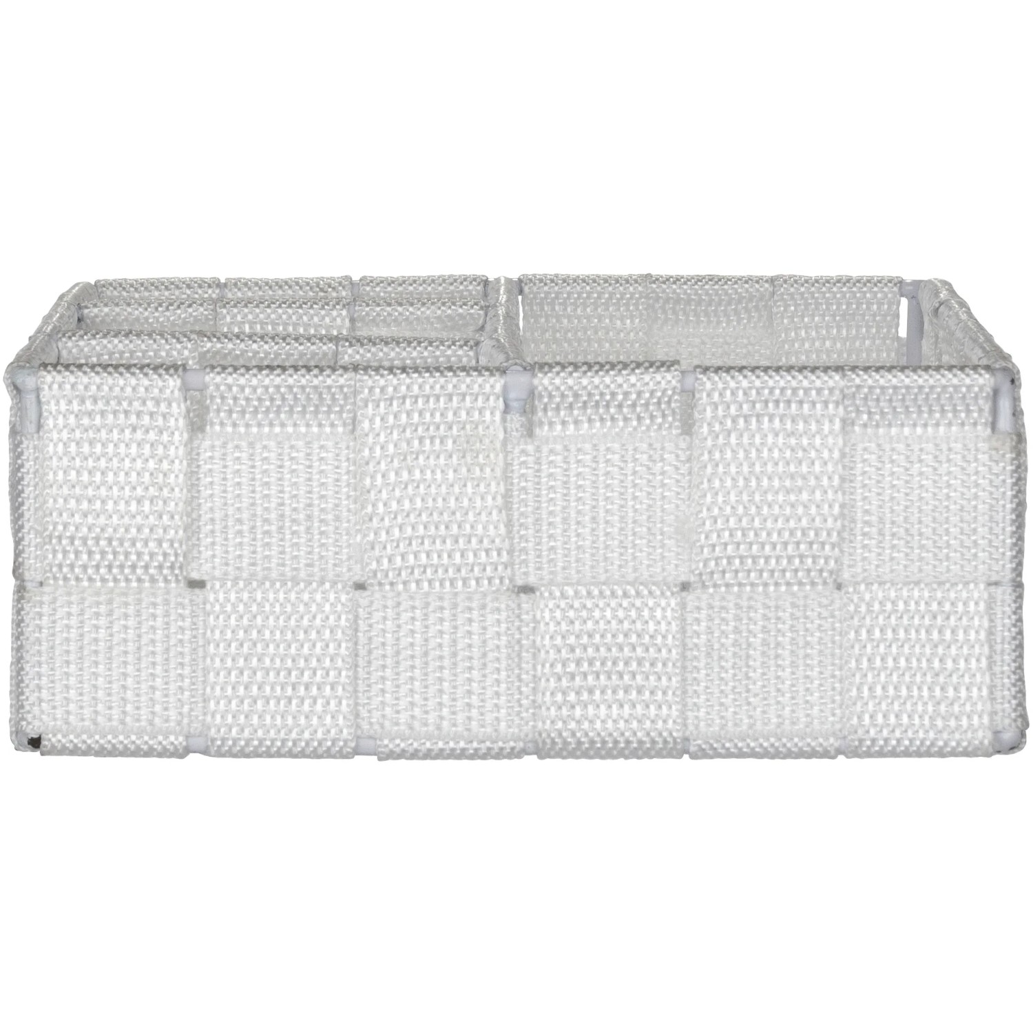 Wenko Organizer Adria, kleine, weiße Aufbewahrungsbox mit 4 Fächern aus Kunststoffgeflecht.