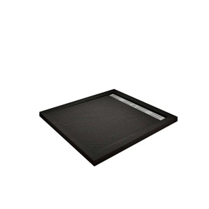 Duschparadies Duschwanne Duschtasse 80x80x3cm für Duschkabine Duschwand Walk-in Dusche Duschtür Stein-Effekt Quadrat Schwarz