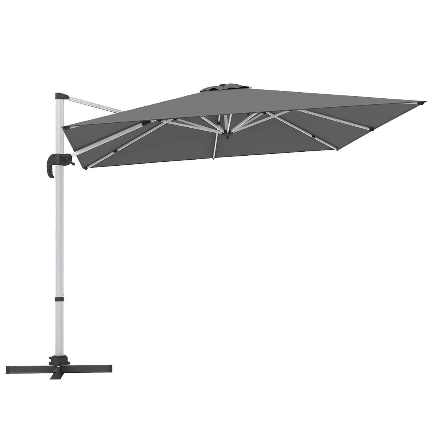COSTWAY Sonnenschirm Rechteckig 300 x 300 cm Großer Ampelschirm Grau