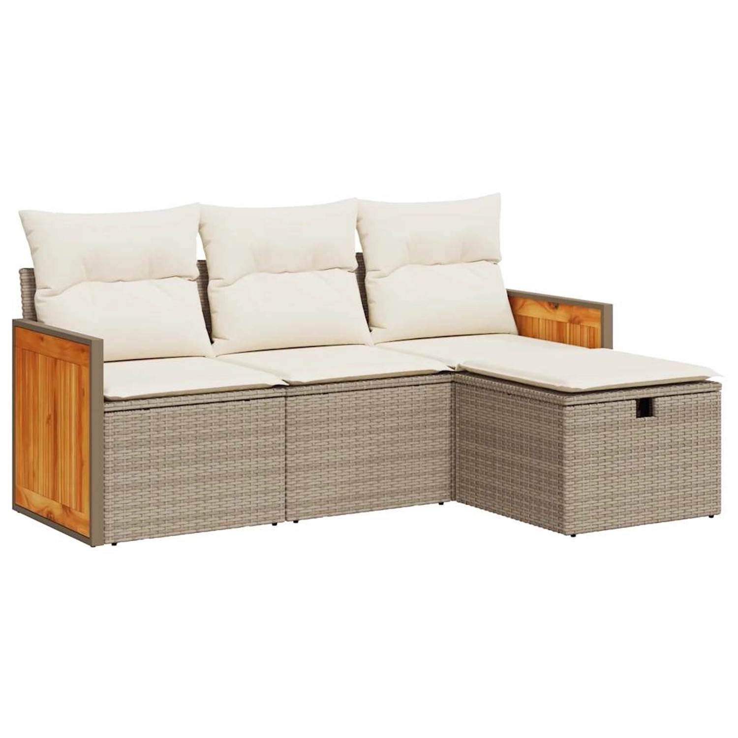 vidaXL 4-Tlg Garten-Sofagarnitur mit Kissen Beige Poly Rattan 3326006 günstig online kaufen
