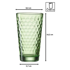 Grünes Ritzenhoff & Breker Longdrinkglas Favo, 400 ml, 6er Set mit Wabenstruktur.