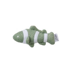 Grünes Hunter Katzenspielzeug Amur Fisch, 13 cm, mit weißen Streifen. Intelligenzspielzeug für Katzen.