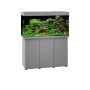 Graues Juwel Aquarium-Set Rio 350 mit Unterschrank, befüllt mit Pflanzen und Fischen.