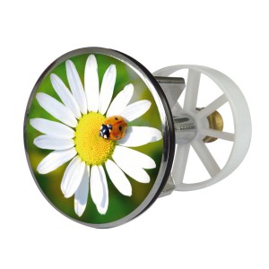 Waschbeckenstöpsel mit Gänseblümchen und Marienkäfer Dekor, 38-40 mm