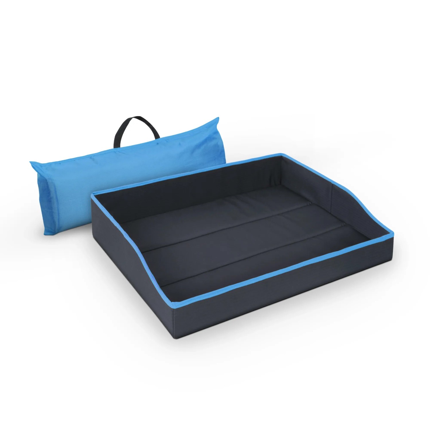 Bestlivings faltbares Haustierbett, blau, 80x60cm, mit Tragetasche. Ideal als Reisebett für Hunde und Katzen.