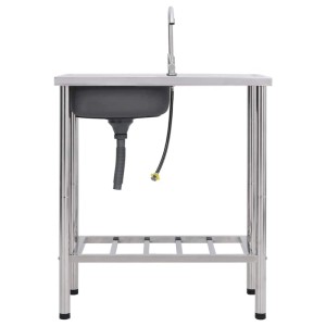 vidaXL Camping-Spüle mit Wasserhahn Edelstahl 151213