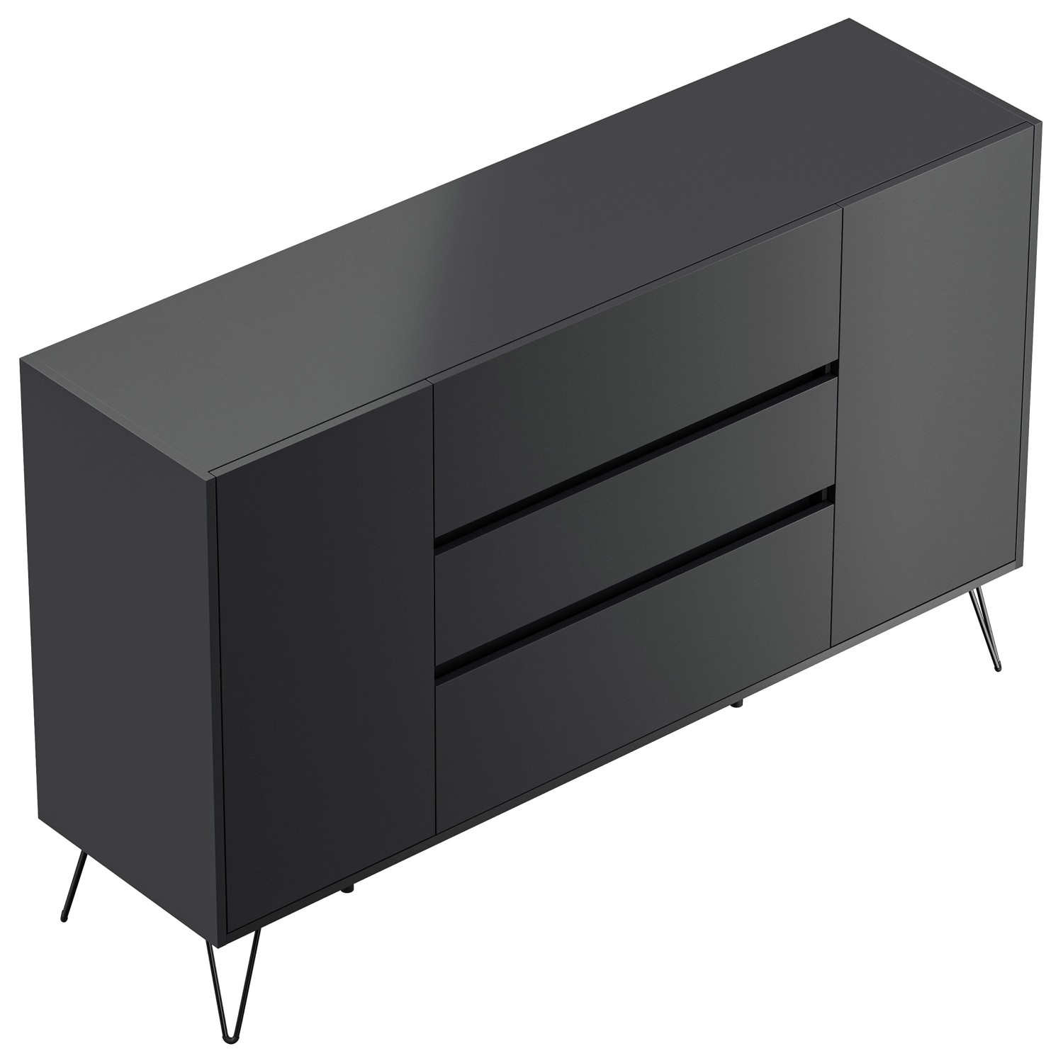 Posseik Sideboard Industrial O 3 Schubladen 2 Türen 155 cm Grafit günstig online kaufen