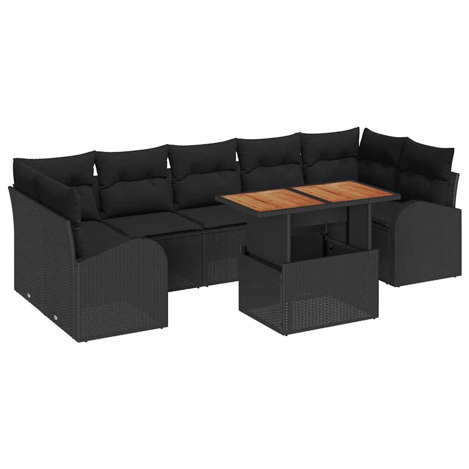 vidaXL Garten-Sofa-Set mit Speicher 8-Tlg Schwarz Poly Rattan 3358291 günstig online kaufen