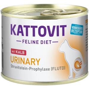 Kattovit Urinary Kalb, Spezialfutter für Katzen zur Struvitstein-Prophylaxe in 185g Dose.