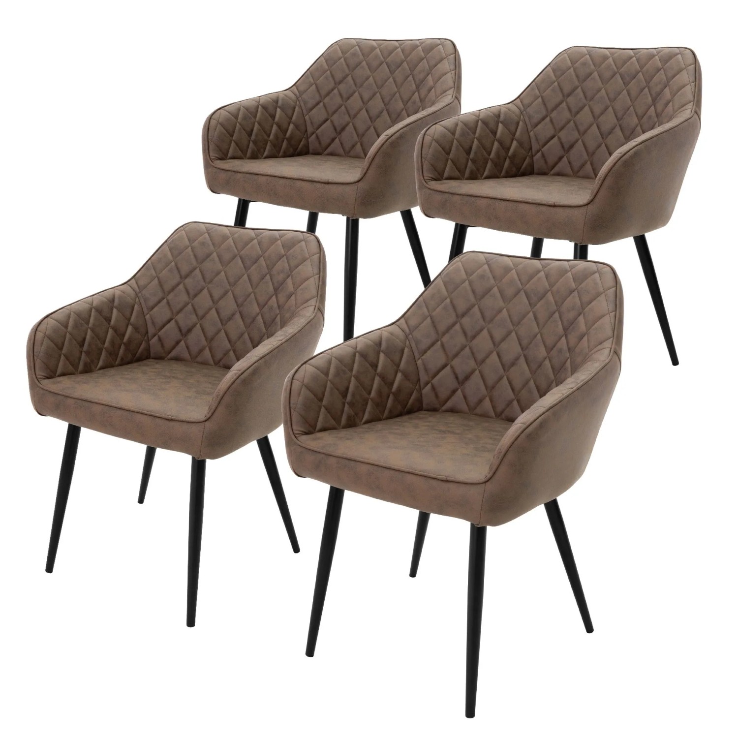 Ml-Design 4er Set Esszimmerstühle Braun Kunstlederbezug Metallbeine