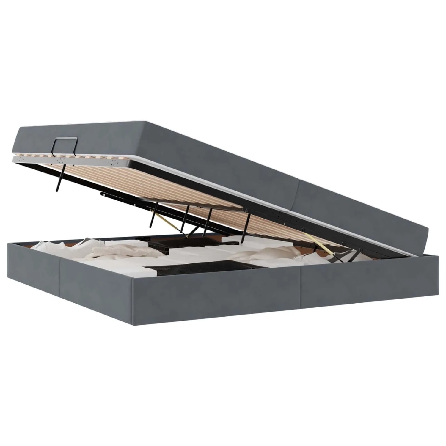 vidaXL Stauraumbett mit Matratze Dunkelgrau 200 x 200 cm Samt 3399743 günstig online kaufen