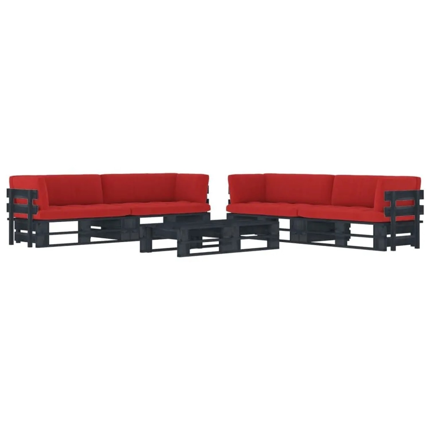 vidaXL 6-Tlg Paletten-Lounge-Set Schwarz Imprägniertes Kiefernholz 3067015