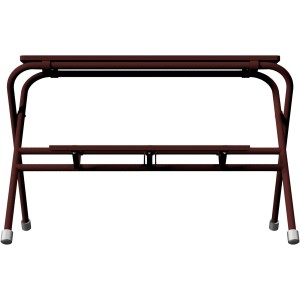 Schake Arbeitstritt, 2 Stufen, braun lackiert, 1 m breit, klappbar für einfache Lagerung.