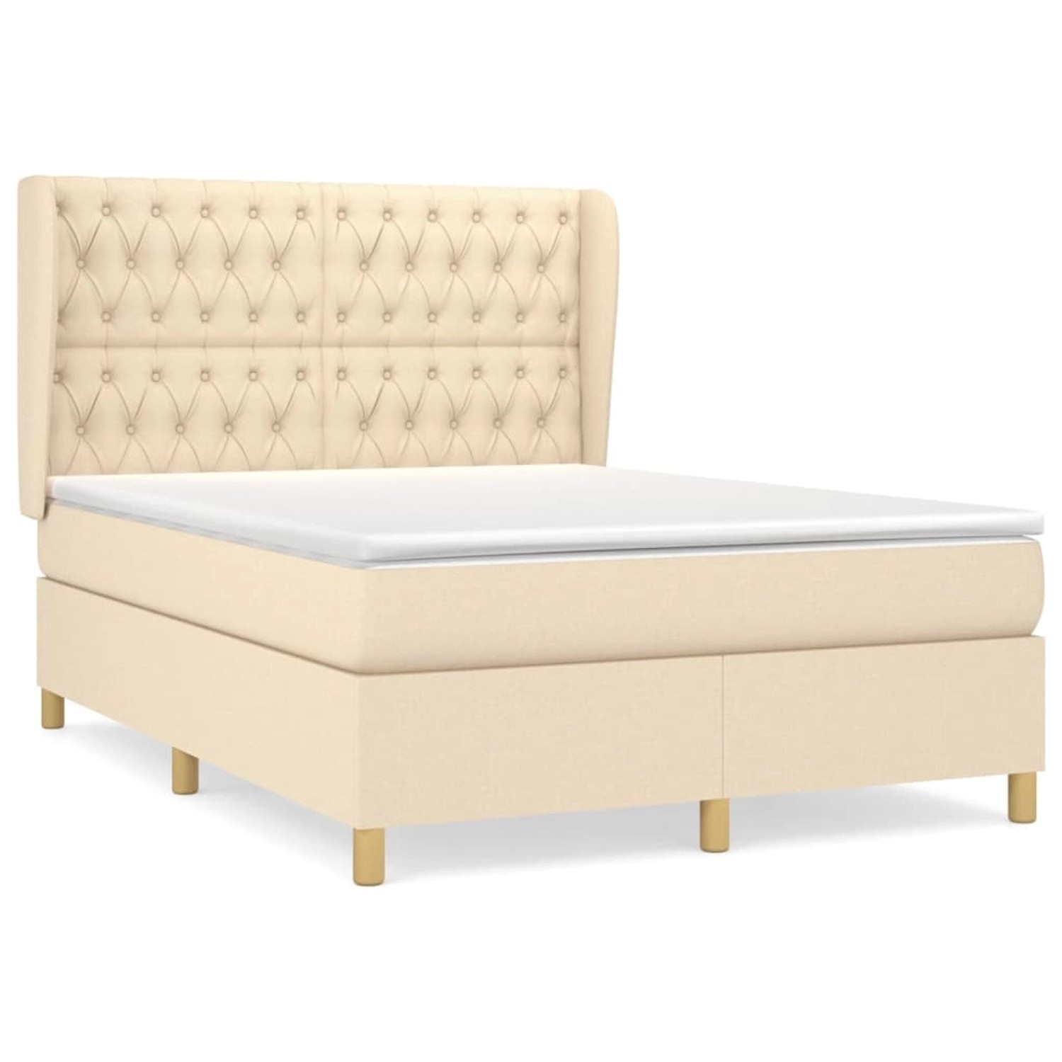 vidaXL Boxspringbett mit Matratze Creme 140x190 cm Stoff 3128762 günstig online kaufen
