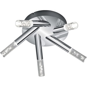 Moderne Trio LED-Bad-Deckenleuchte Bubbles Chrom mit klarem Acryl und dekorativen Luftblasen.