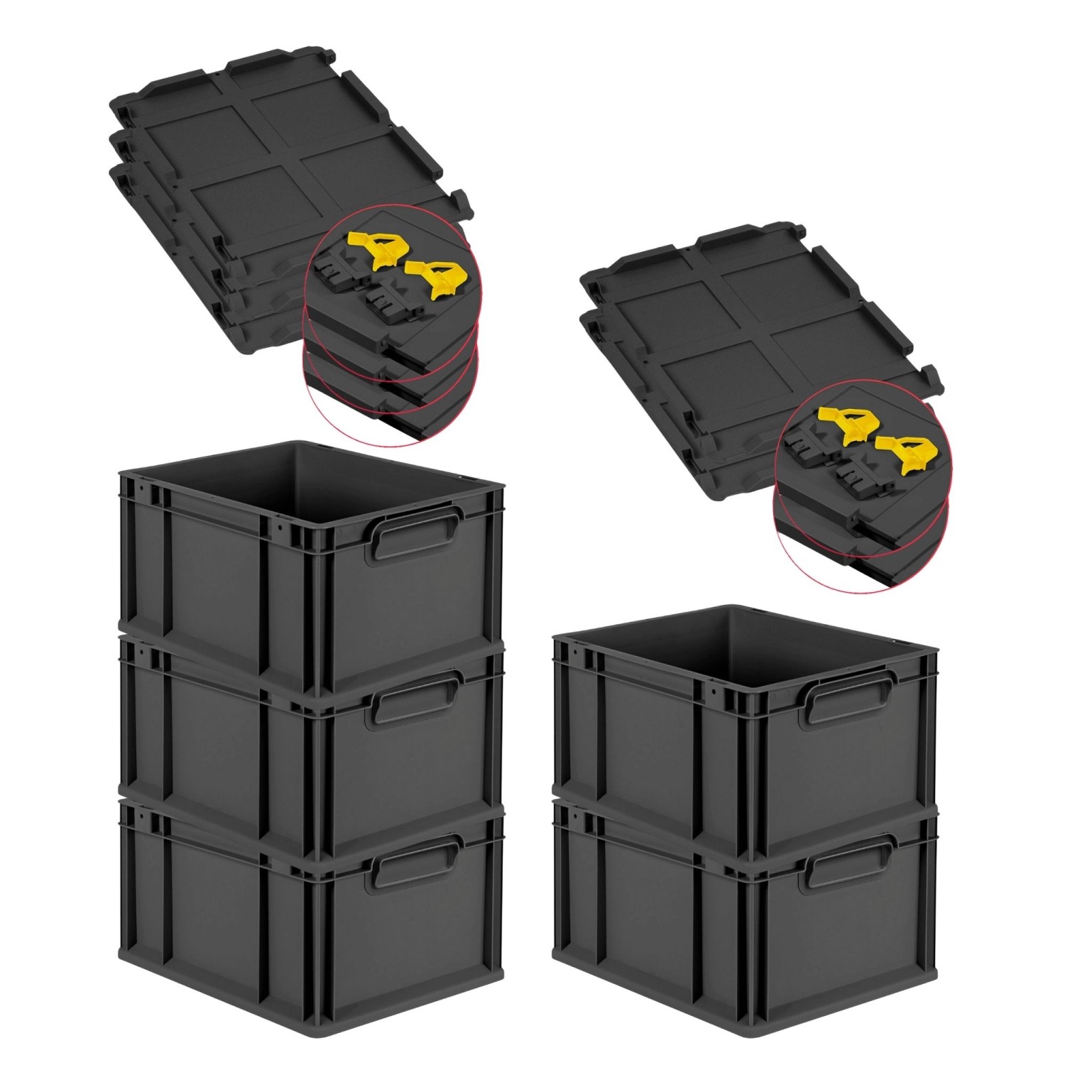 PROREGAL SuperSparSet 5x Eurobox Nextgen Grip Mit Scharnierdeckel Und Gelbe günstig online kaufen