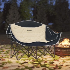 Outsunny Campingstuhl Metall Oxfordstoff Khaki 134L x 50B x 92H cm