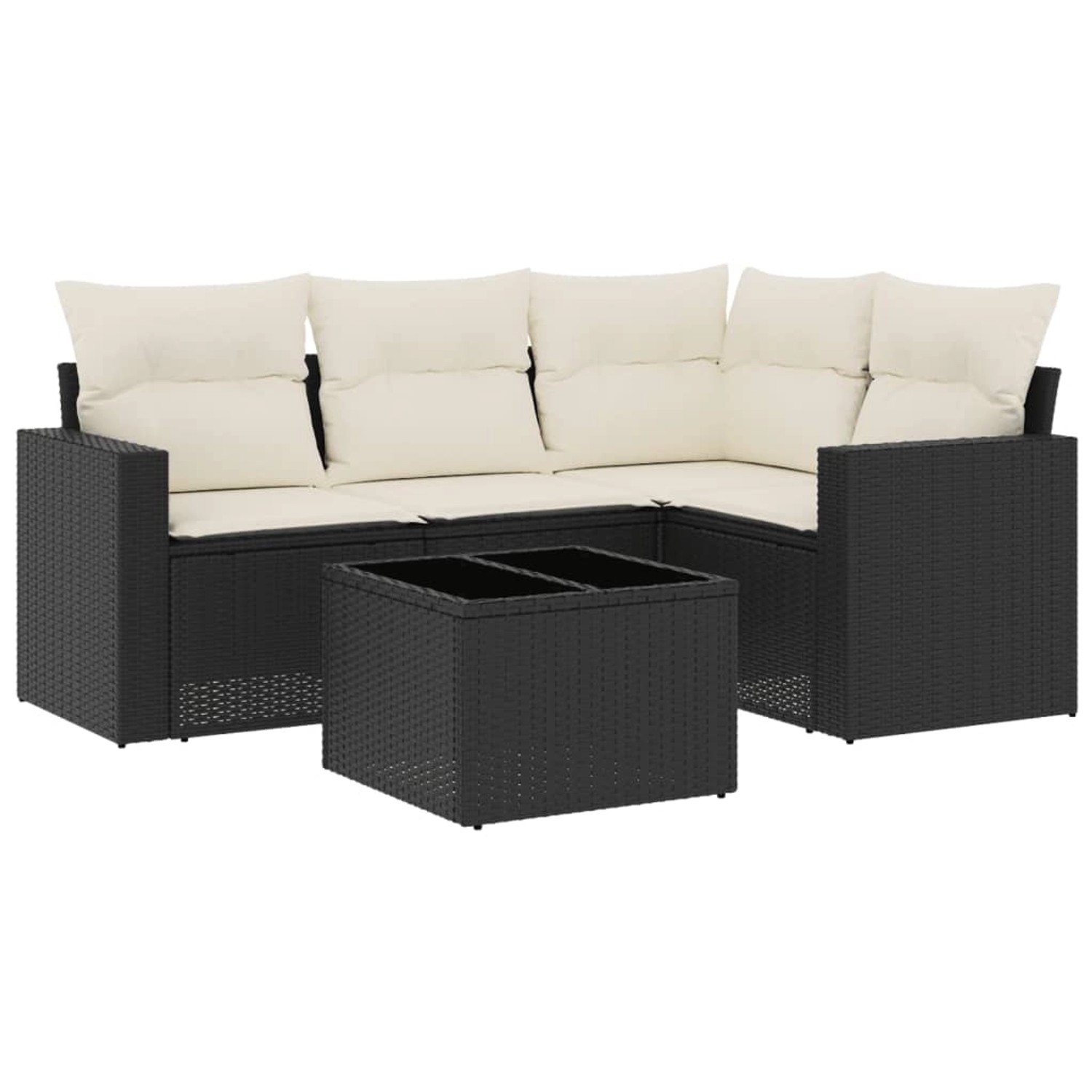 vidaXL 5-Tlg Garten-Sofagarnitur mit Kissen Schwarz Poly Rattan 3218906 günstig online kaufen