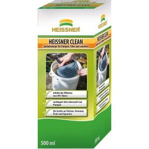 Heissner Clean Spezialreiniger für Pumpen, Filter und Leuchten in 500ml Flasche.