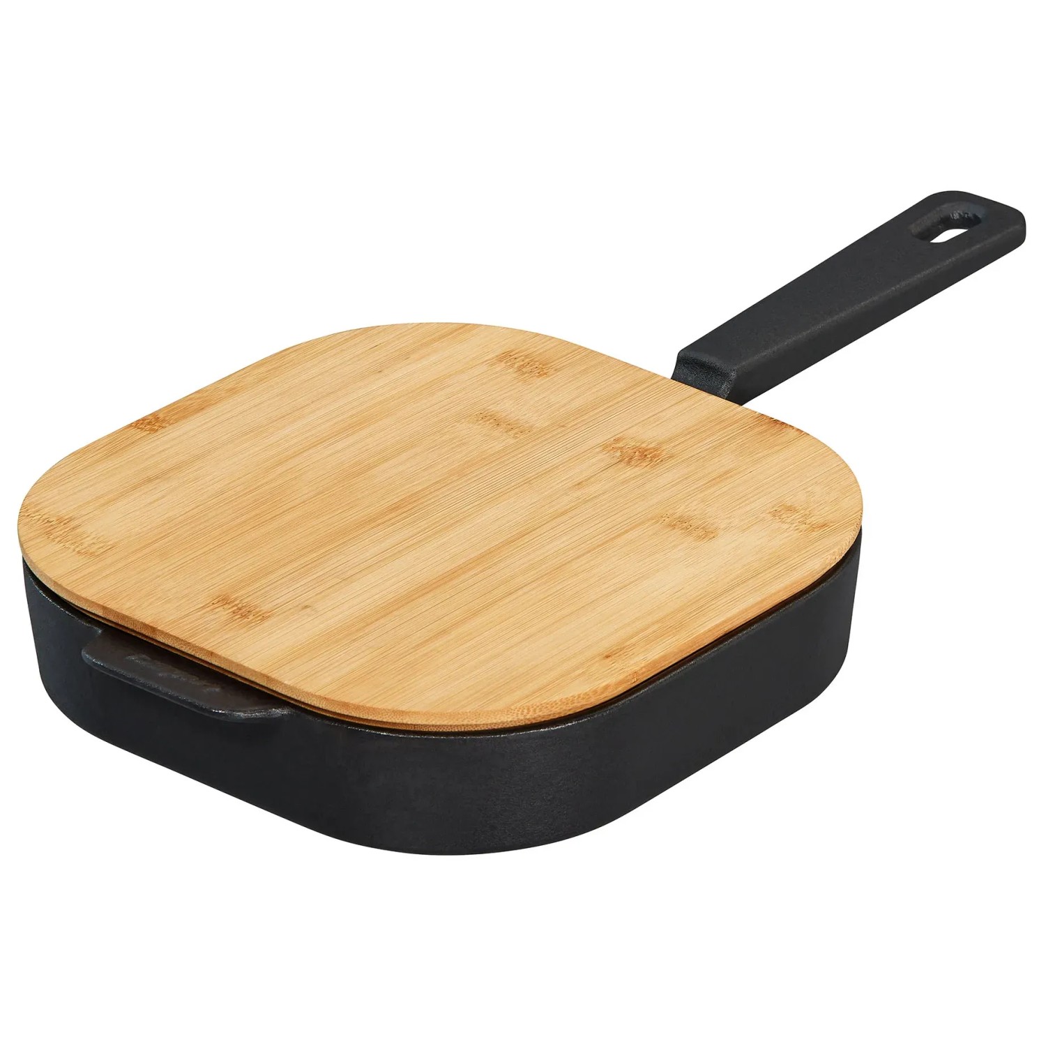 Enders Guss-Bratpfanne M mit Holzdeckel, ideal für Grillgerichte. Grillutensil aus Gusseisen.