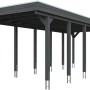 Carport Friesland in Schiefergrau mit Aluminiumdach, Holzkonstruktion mit 12 Pfosten.