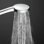 Schütte Stangenbrause-Set Karibik Oval Chrom-Hellgrau mit Wasserstrahl.