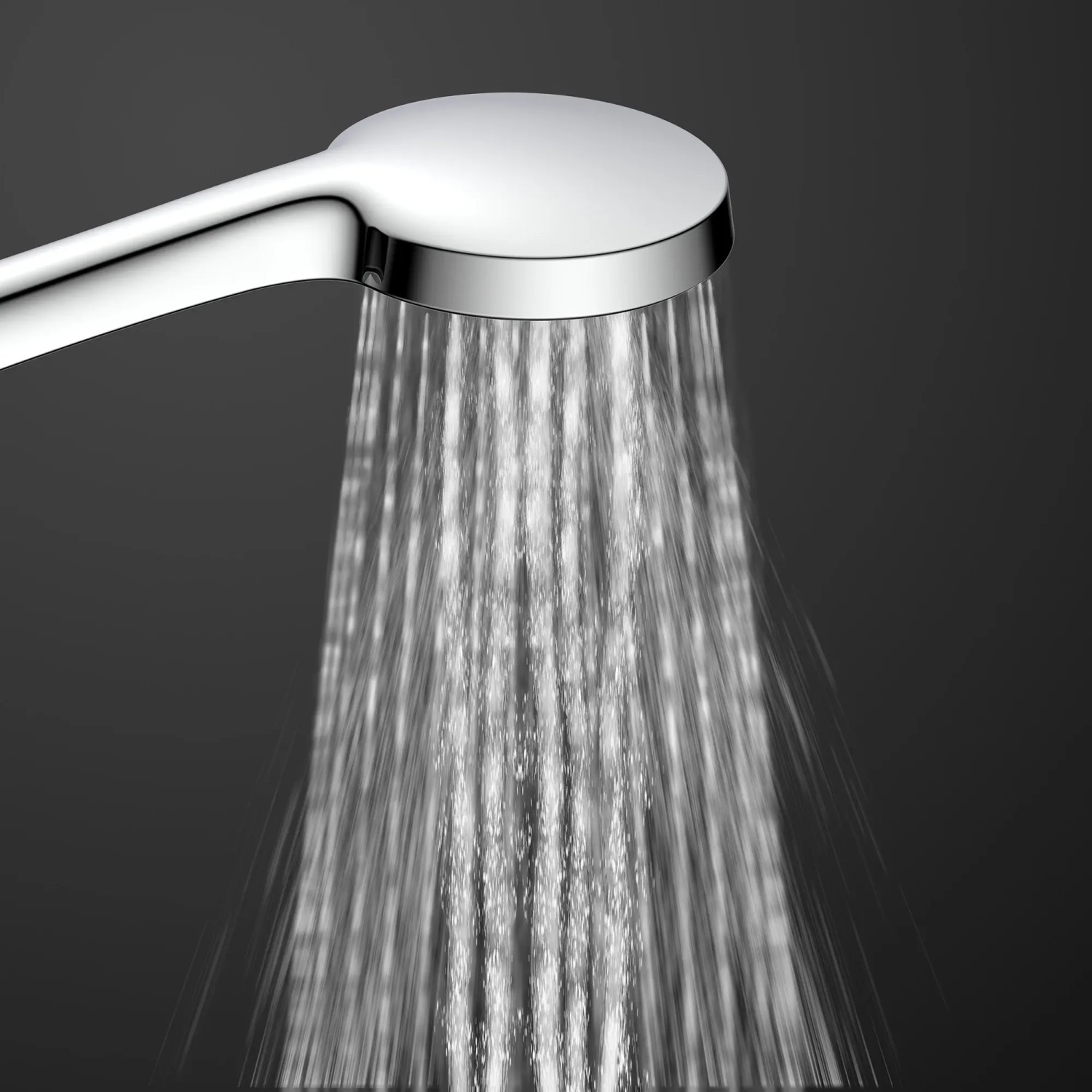 Schütte Stangenbrause-Set Karibik Oval Chrom-Hellgrau mit Wasserstrahl.