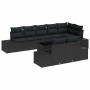 Schwarzes 9-teiliges Garten-Sofa-Set aus Poly Rattan mit Kissen von vidaXL.