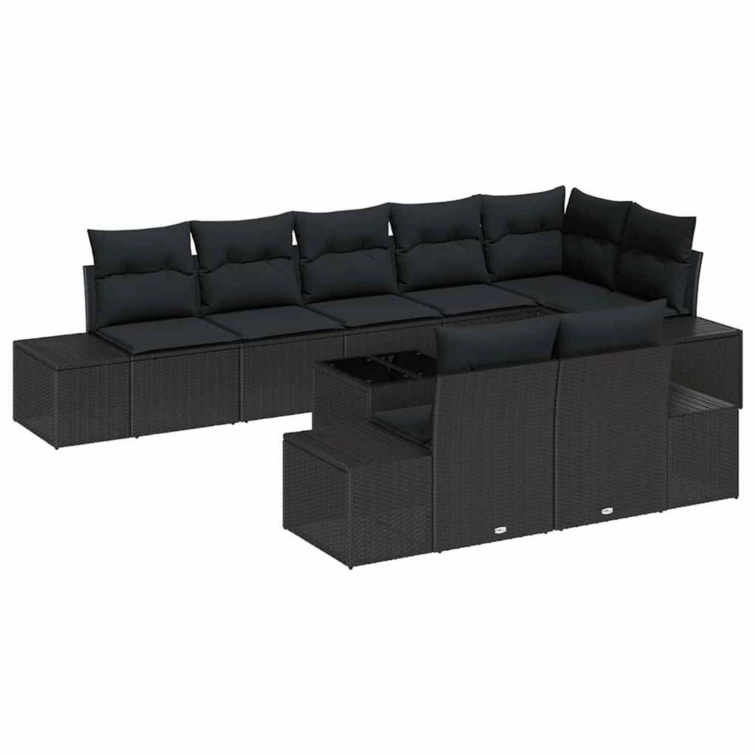 vidaXL Garten-Sofa-Set mit Kissen 9-Tlg Schwarz Poly Rattan 3347123 günstig online kaufen