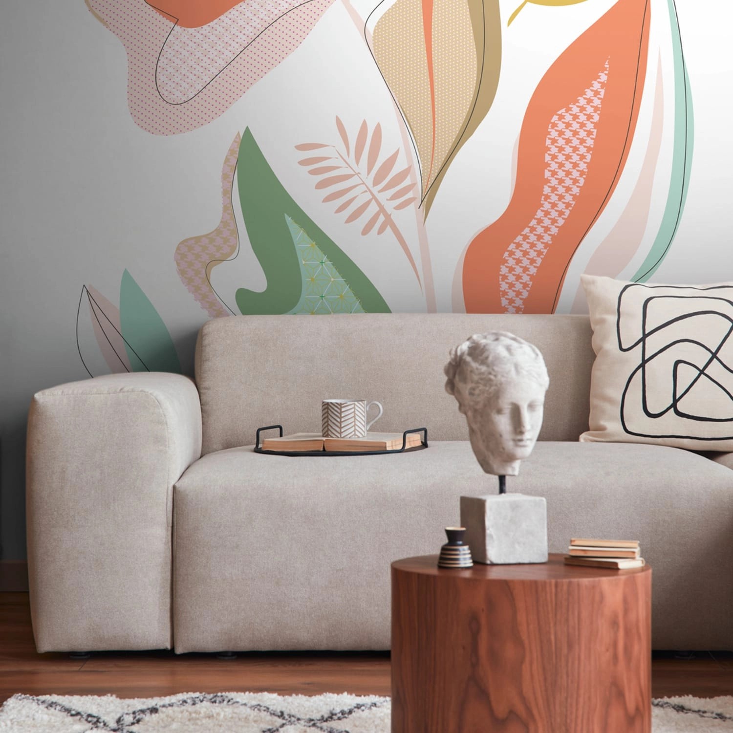 PROFHOME 392111-GU Fototapete Floral Matt Weiß Grün Orange Gelb 1,59 m x 2, günstig online kaufen