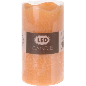 LED Kerze in Pfirsichfarbe, flackernd, 13x7cm. Dekorative Beleuchtung für Innenräume.