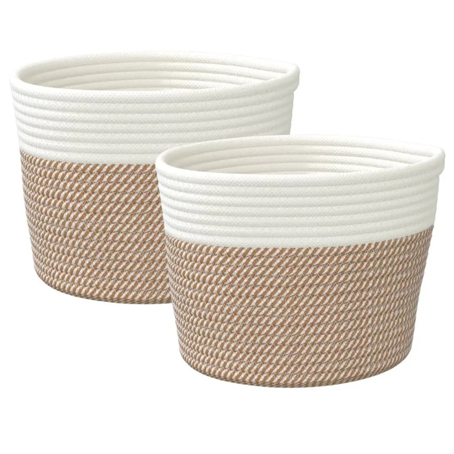 vidaXL Aufbewahrungskörbe 2 Stk Braun und Weiß Ø24x18 cm Baumwolle 358456