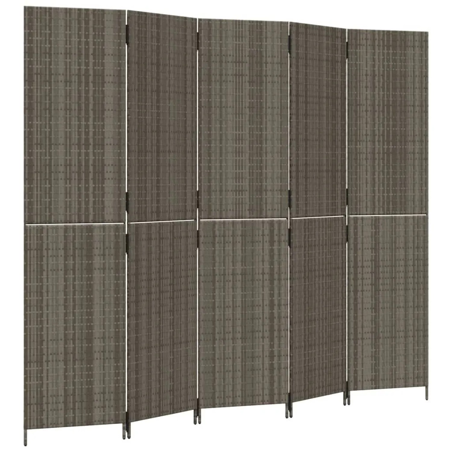 vidaXL Paravent 5 Tlg Grau Poly Rattan 365366