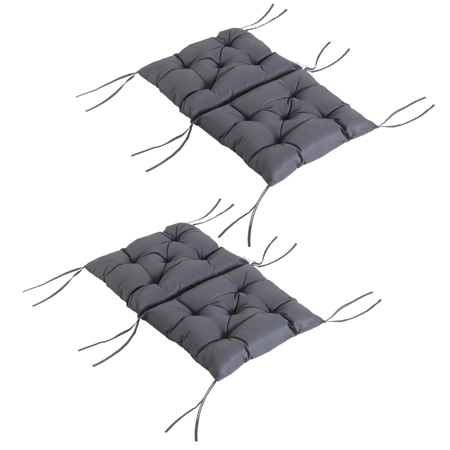 Outsunny 2er Set Auflage Gartenstuhlauflagen Sitzpolster Garten Kissen Grau