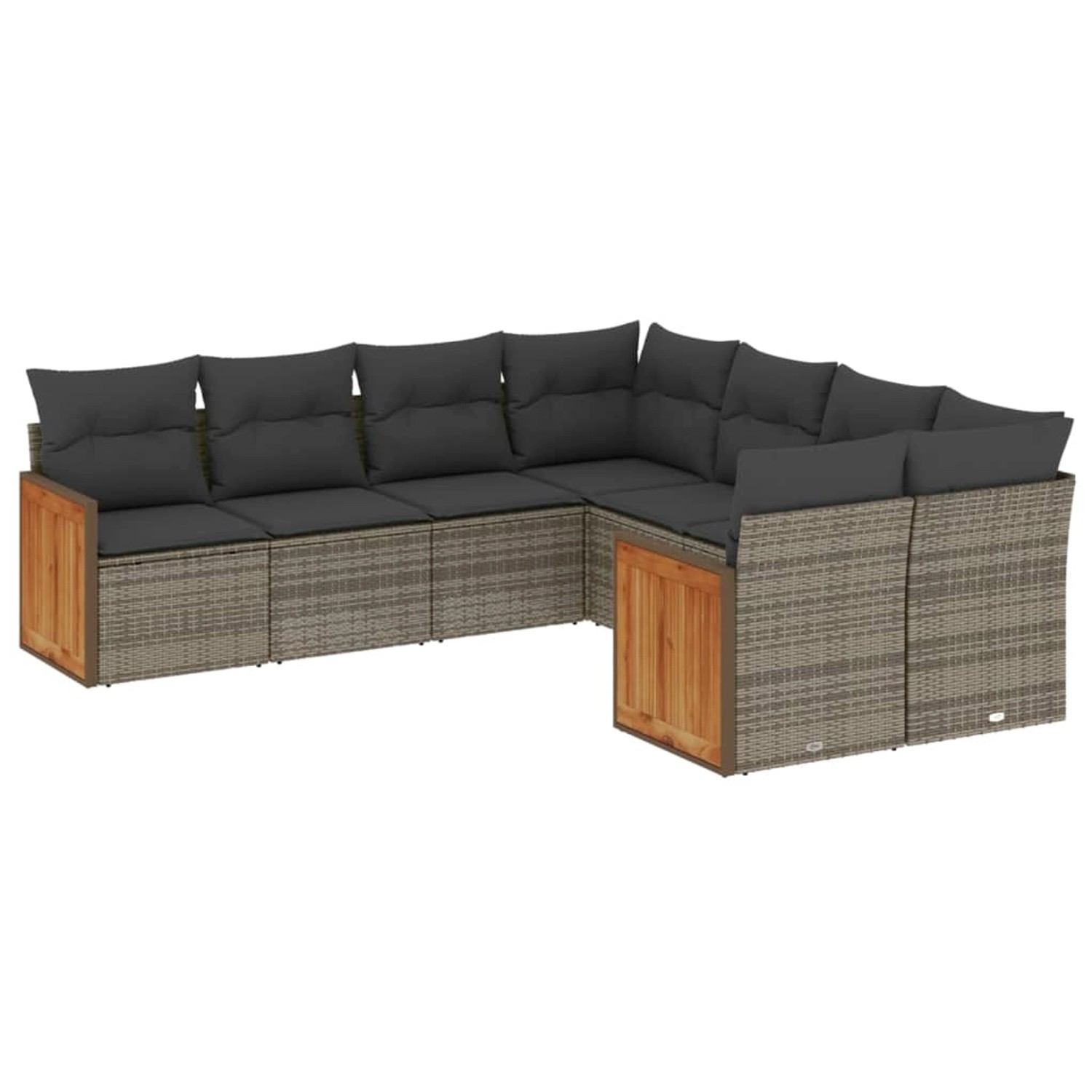 vidaXL 8-Tlg Garten-Sofagarnitur mit Kissen Grau Poly Rattan 3228237 günstig online kaufen