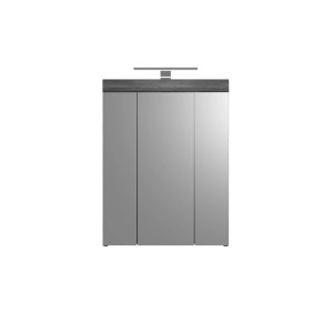 Spiegelschrank in Weiß-Rauchsilber (60x79x18cm) mit Beleuchtung für Badezimmer.