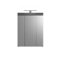 Spiegelschrank in Weiß-Rauchsilber (60x79x18cm) mit Beleuchtung für Badezimmer.