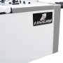 Detailansicht Cougar Worldcup Premium Pro Fußballtisch, weiße Seitenwand mit Logo.