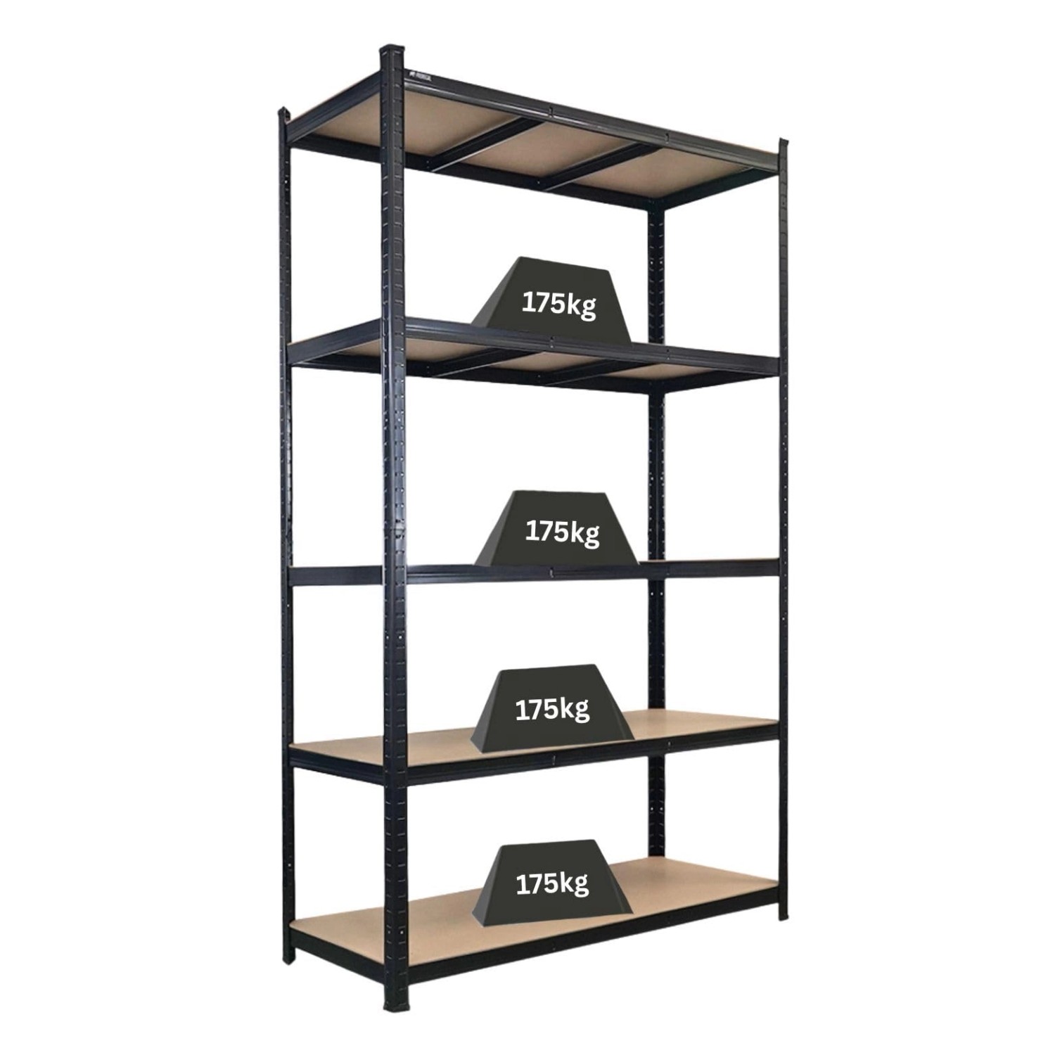 PROREGAL Schwerlastregal Giant Ragnar HxBxT 200x120x50cm 5 Mdf-Platten-Ebenen Fachlast 175kg Schwarz