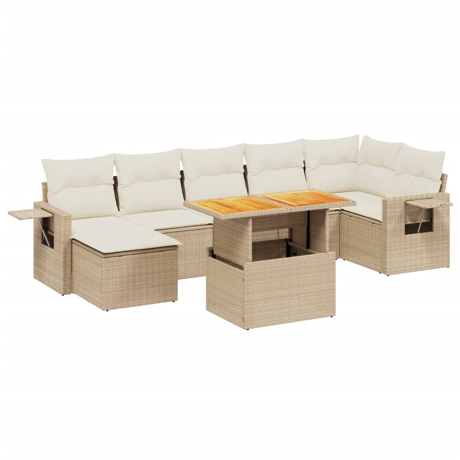 vidaXL 8-Tlg Garten-Sofagarnitur mit Kissen Beige Poly Rattan 3271863 günstig online kaufen
