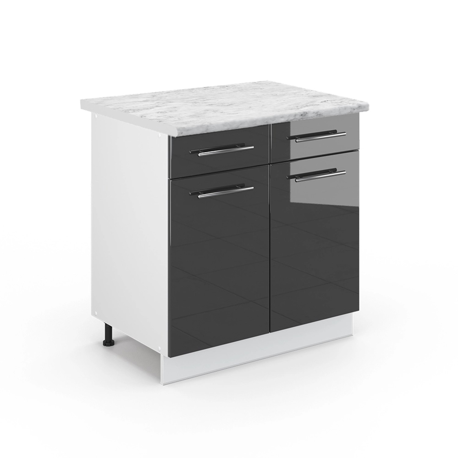 Vicco Küchenunterschrank Fame-Line Anthrazit Hochglanz/Weiß 80 cm AP Eiche günstig online kaufen