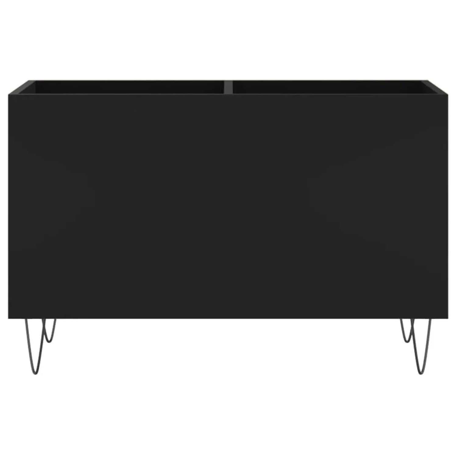 Schwarzer vidaXL Plattenschrank (74,5x38x48 cm) aus Holzwerkstoff mit Metallbeinen.