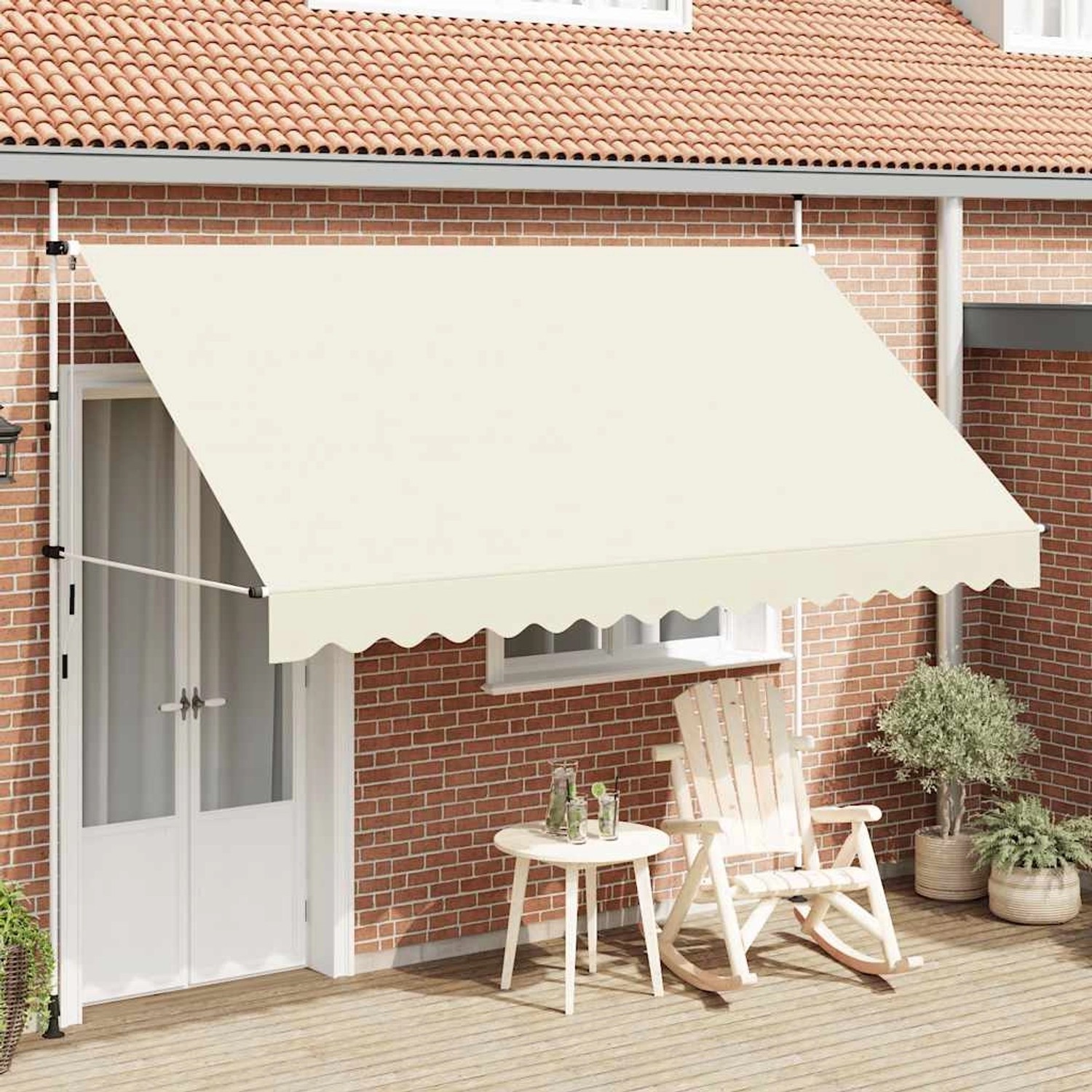 furnicato Einziehbare Markise Handbetrieben 350 cm Cremeweiß günstig online kaufen