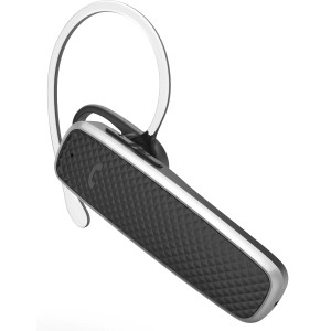 Schwarzes Hama Mono-Bluetooth-Headset MyVoice 700 mit Ohrbügel.