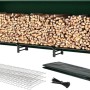 Großes Kaminholzregal mit Schutzplane, Stahl pulverbeschichtet, für Innen und Außen geeignet.