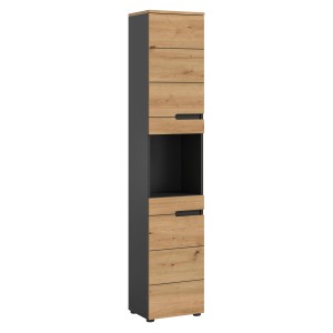 Hochschrank Canu in Artisan/Grau, 193 cm hoch, für Bad oder Hauswirtschaftsraum.