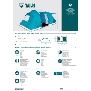 Pavillo Familienzelt Ground 6 für 6 Personen, blau/weiß, Campingzelt mit zwei Schlafräumen.