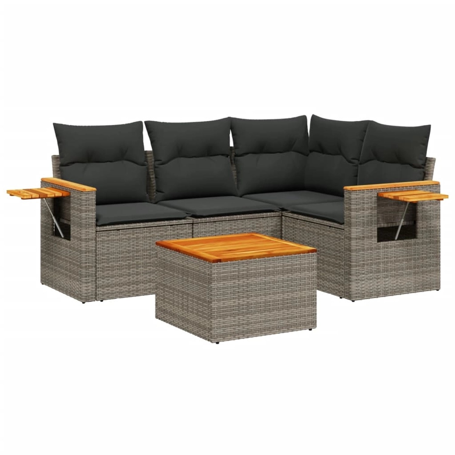vidaXL 5-Tlg Garten-Sofagarnitur mit Kissen Grau Poly Rattan 3226781 günstig online kaufen