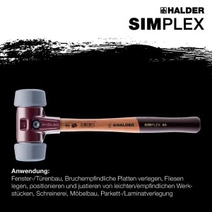 Halder Simplex Schonhammer Ø 50 40 mm TPE-mid Grau mit Tempergussgehäuse